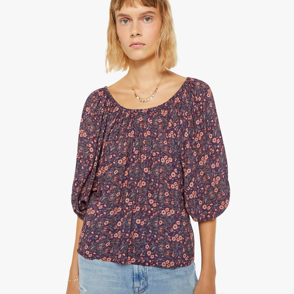 Natalie Martin Ella Top Fleur Print Aubergine, size small Excellent condition